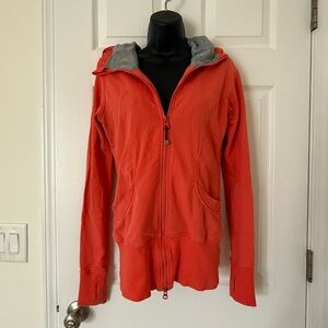 Lululemon Hooded Orange Jacket Drawstring Size 6 Workout Gym Comfy Stretch